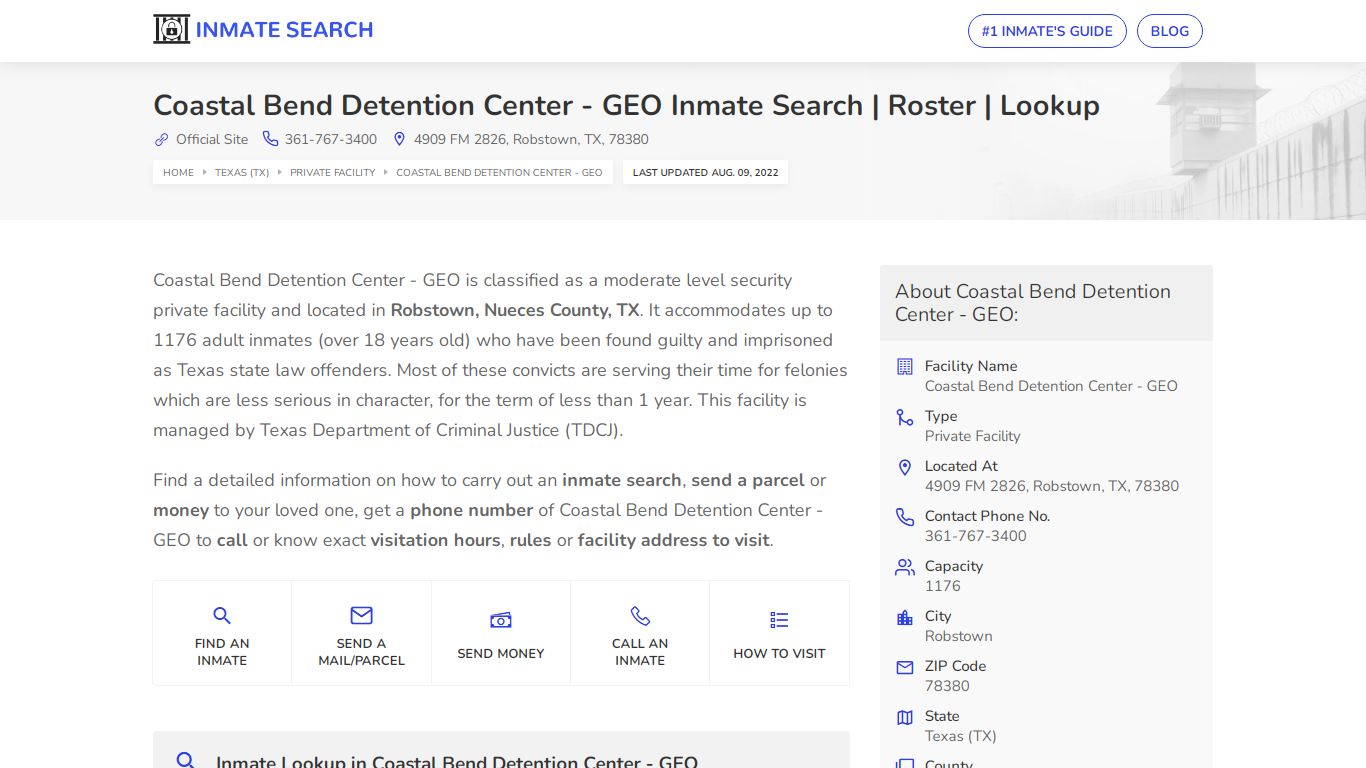 Coastal Bend Detention Center - GEO Inmate Search | Roster ...
