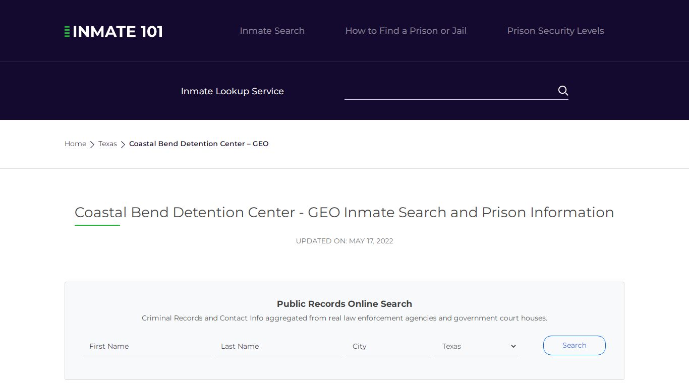 Coastal Bend Detention Center - GEO Inmate Search ...
