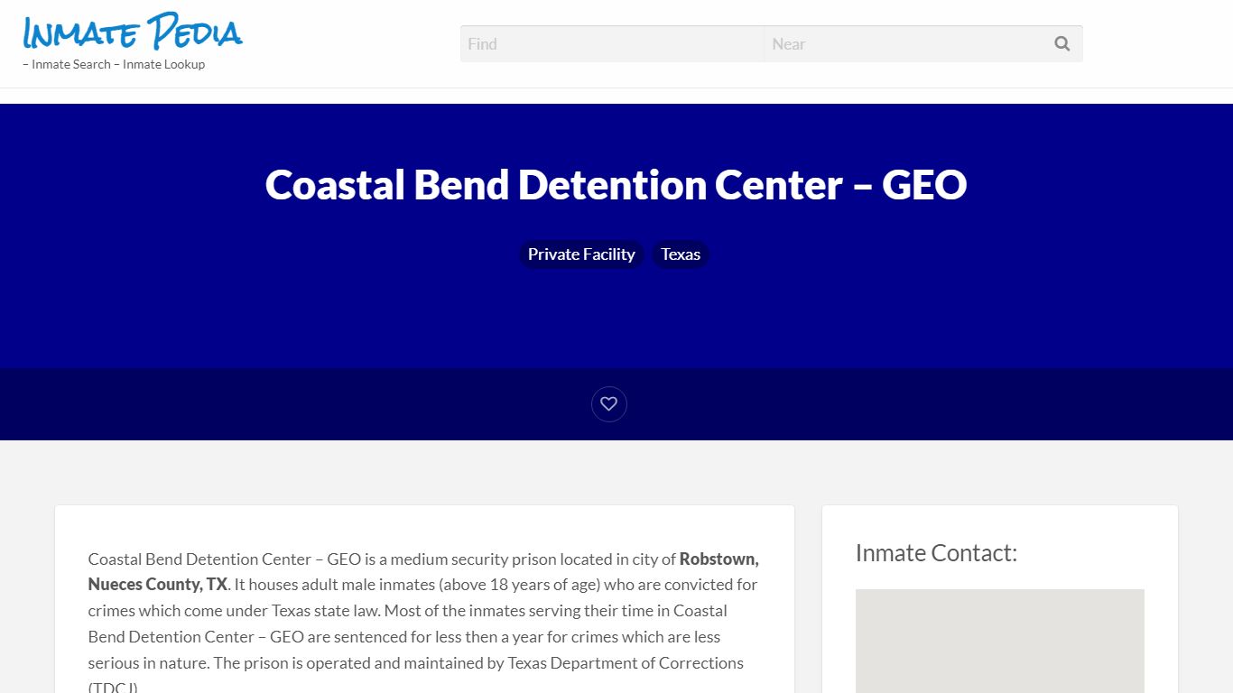 Coastal Bend Detention Center - Inmate Pedia – Inmate Search